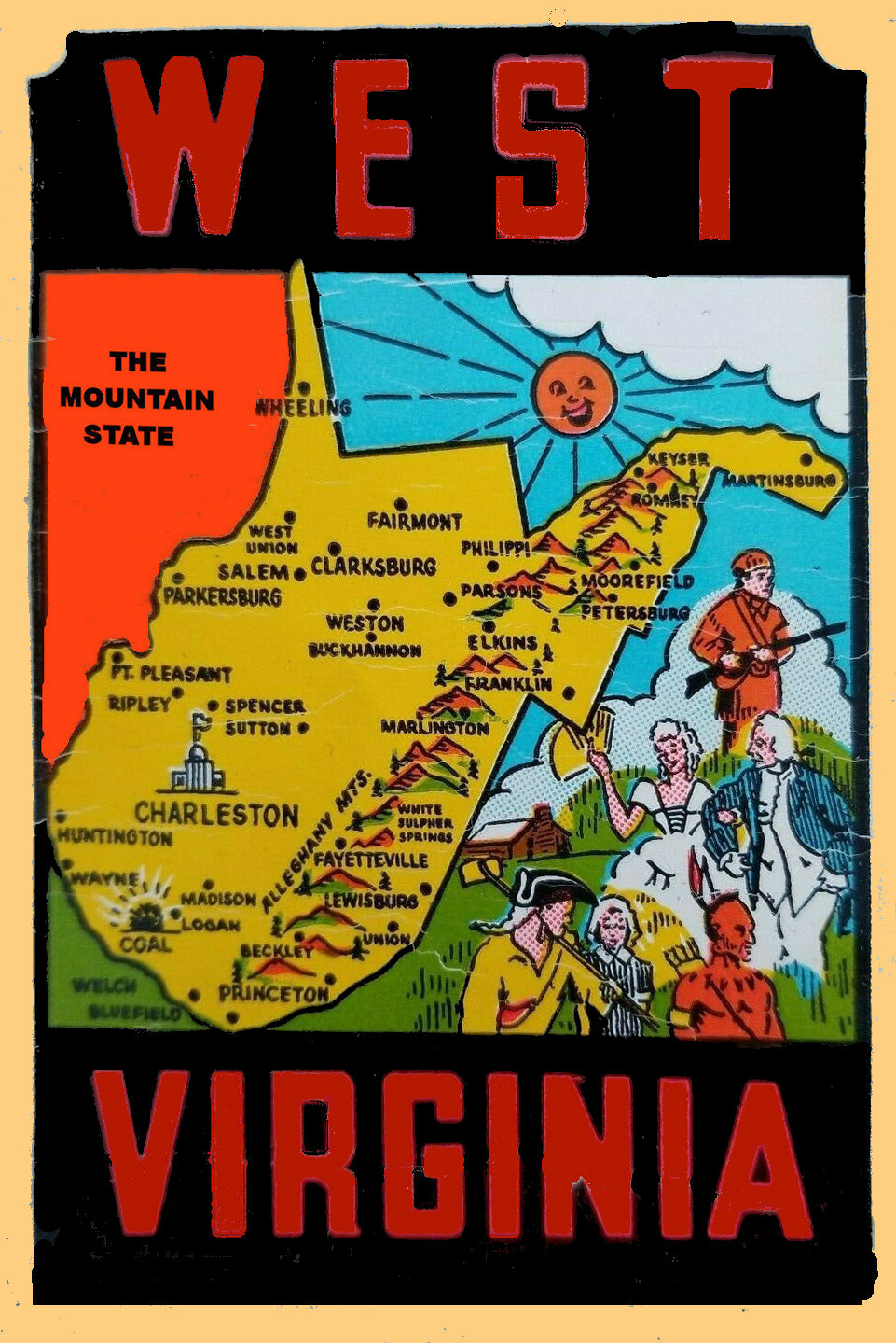 (image for) West Virginia (2) Mountain State Map Vintage Vacation Sticker